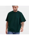 Unisex Basic Bisiklet Yaka Oversize T-Shirt - Haki