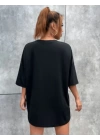 Unisex Baskılı Oversize T-Shirt - Siyah