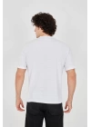 Unisex Jakar Kumaş Slim Fit T-Shirt - Beyaz