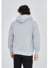 Unisex Tam Fermuarlı Kapşonlu  SweatShirt - Gri