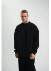 Uzun Kol Bisiklet Yaka Basic SweatShirt - Siyah