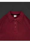Yakalı Patlı Kısa Kol T-shirt - Bordo