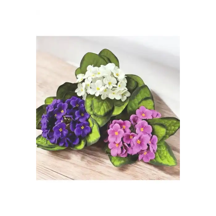 YAPAY MENEKŞE KADİFE DOKULU BEYAZ MOR VE PEMBE