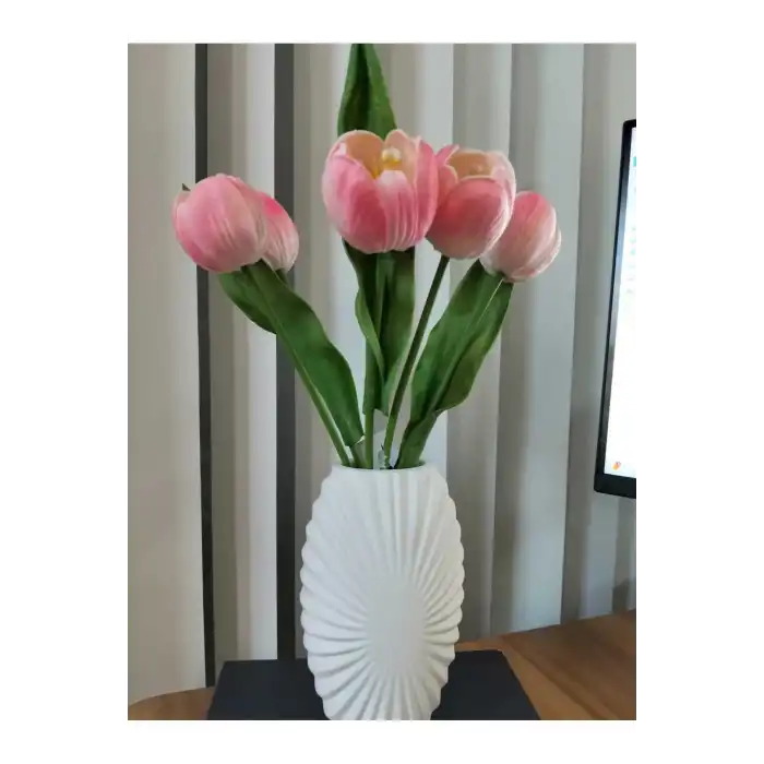 yapay lale 5 adet vazo ile birlikte