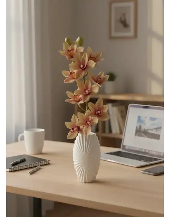 Yapay Orkide açık kahve rengi boy:46 cm