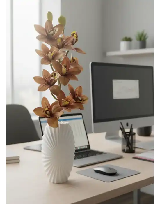 Yapay Orkide kahcerengi Boy:46 cm