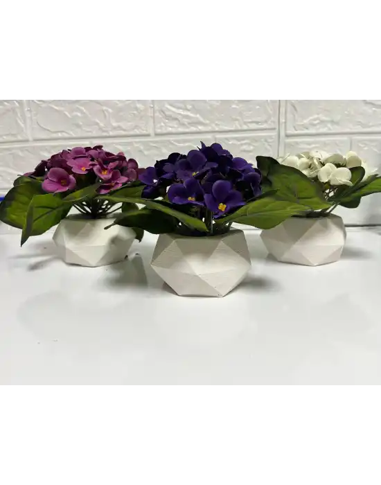 yapay menekşe 3 adet mor beyaz pembe boy 13 cm