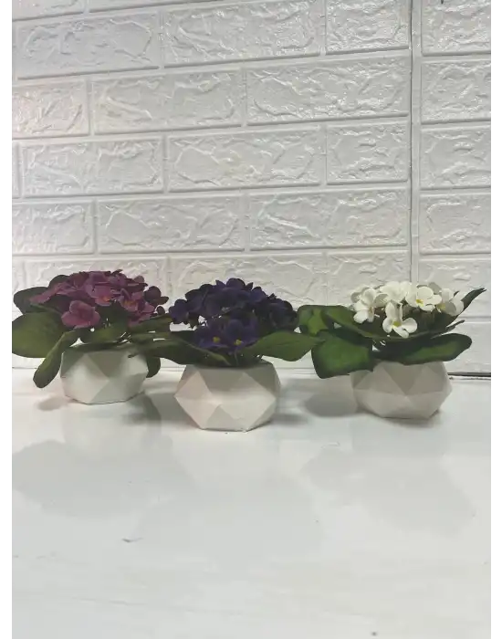 yapay menekşe 3 adet mor beyaz pembe boy 13 cm