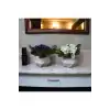 Yapay Menekşe Beton Saksıda( Beyaz Ve Mor) Yapay Çiçek