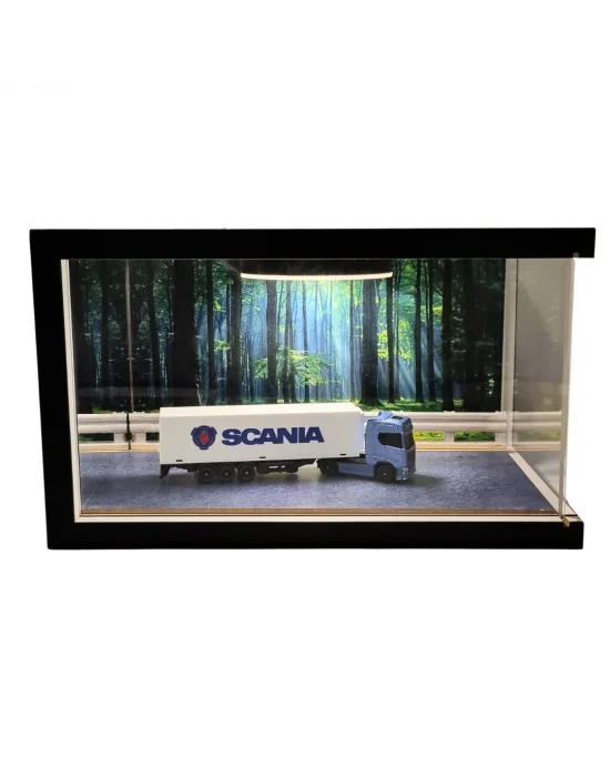 Timber Route Işıklı Ahşap Diorama Vitrin | Scania Tır