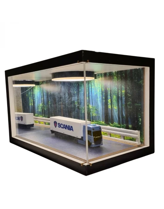 Timber Route Işıklı Ahşap Diorama Vitrin | Scania Tır