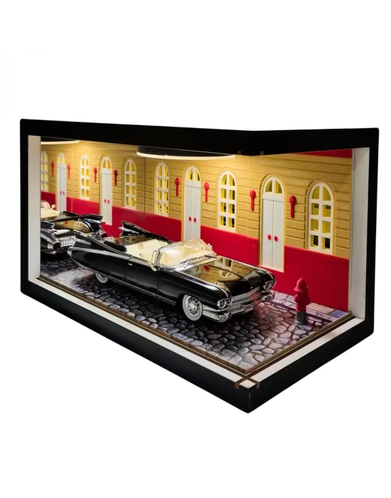 The Golden Era Ahşap Işıklı Diorama Vitrin | Cadillac Eldorado