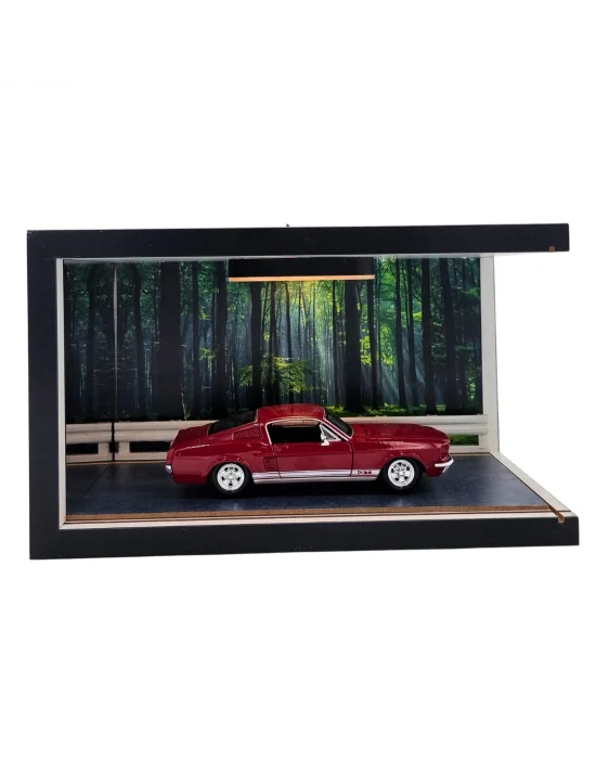 Road to Freedom Ahşap Işıklı Diorama Vitrin | Ford Mustang 1967