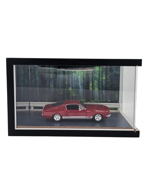 Road to Freedom Ahşap Işıklı Diorama Vitrin | Ford Mustang 1967