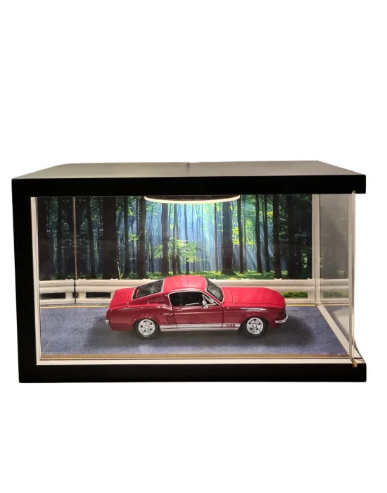 Road to Freedom Ahşap Işıklı Diorama Vitrin | Ford Mustang 1967