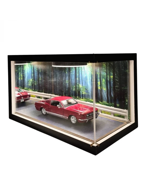 Road to Freedom Ahşap Işıklı Diorama Vitrin | Ford Mustang 1967