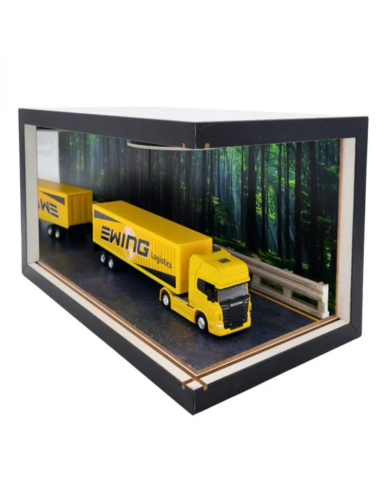 Golden Route Ahşap Işıklı Tır Diorama Vitrin | Scania V8