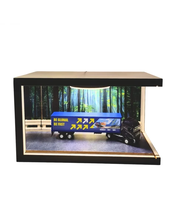 Global Motion Volvo Truck Ahşap Işıklı Diorama Vitrin | Volvo Tır
