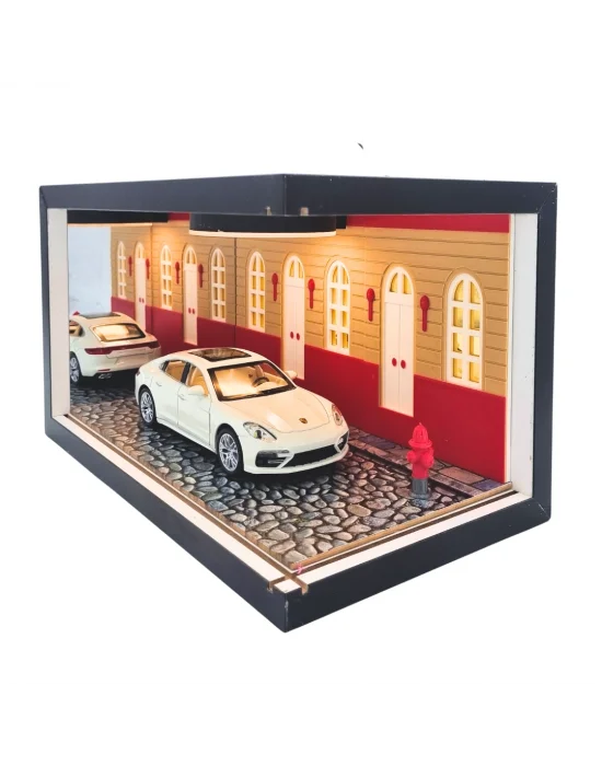 Ivory Boulevard Ahşap Işıklı Diorama Vitrin | Porsche Panamera