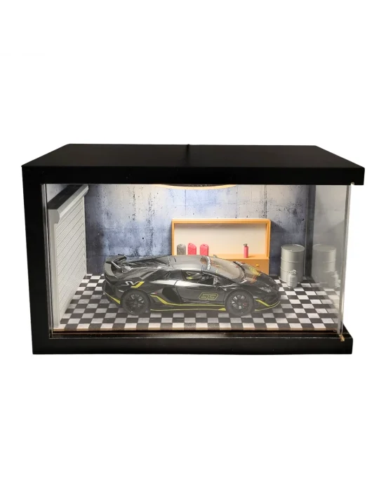 Shadow Grid Ahşap Işıklı Diorama Vitrin | Lamborghini Aventador