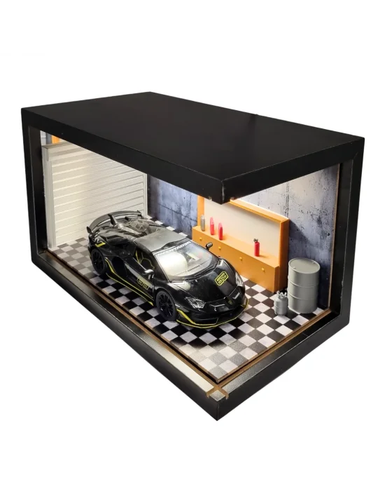 Shadow Grid Ahşap Işıklı Diorama Vitrin | Lamborghini Aventador