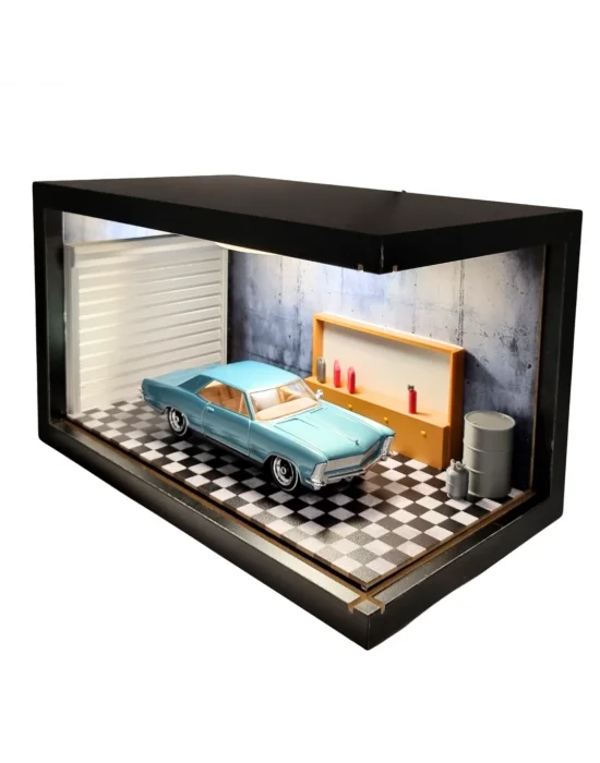 Pastel Garage Ahşap Işıklı Diorama Vitrin | Buick Riviera