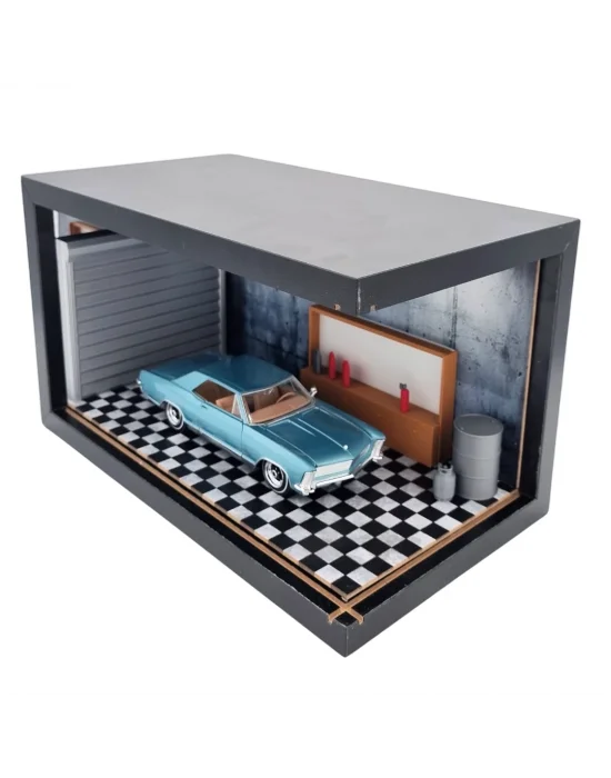 Pastel Garage Ahşap Işıklı Diorama Vitrin | Buick Riviera