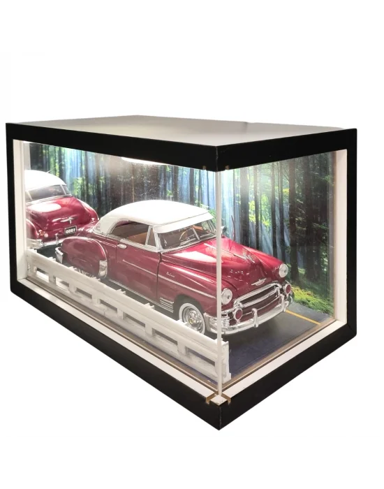 Crimson Mile Ahşap Işıklı Diorama Vitrin | Chevrolet Bel Air 1:18