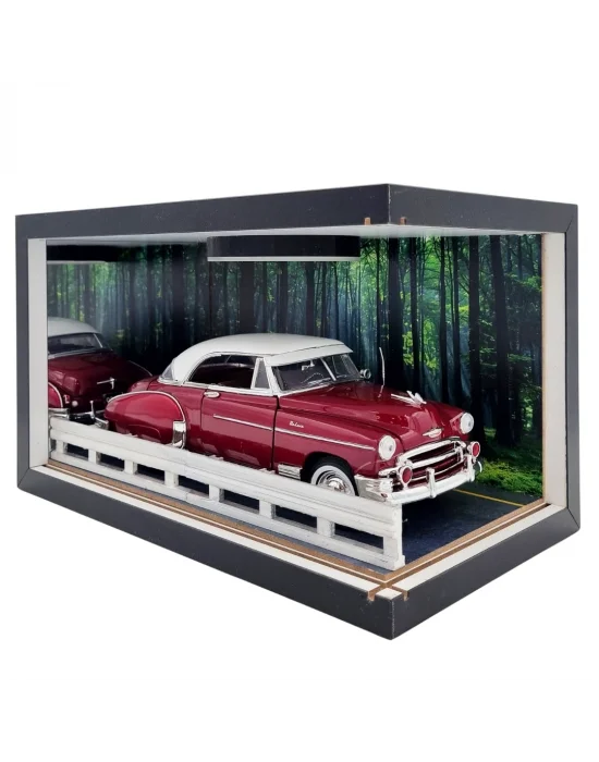 Crimson Mile Ahşap Işıklı Diorama Vitrin | Chevrolet Bel Air 1:18