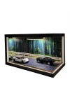 Midnight Pass Işıklı Ahşap Diorama Vitrin | 1:36 Porsche Taycan & Ford Mustang