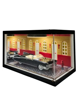 The Golden Era Ahşap Işıklı Diorama Vitrin | Cadillac Eldorado