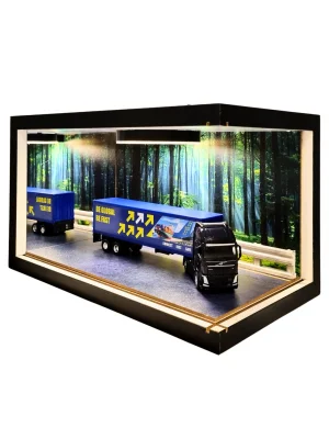 Global Motion Volvo Truck Ahşap Işıklı Diorama Vitrin | Volvo Tır