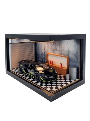 Shadow Grid Ahşap Işıklı Diorama Vitrin | Lamborghini Aventador