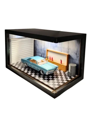 Pastel Garage Ahşap Işıklı Diorama Vitrin | Buick Riviera