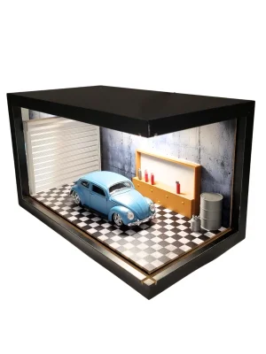 Blue Heritage Ahşap Işıklı Diorama Vitrin | Wolkswagen Beetle