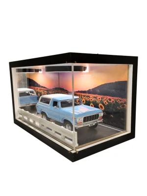 Sunset Trail Ahşap Işıklı Diorama Vitrin | Ford Bronco 1978