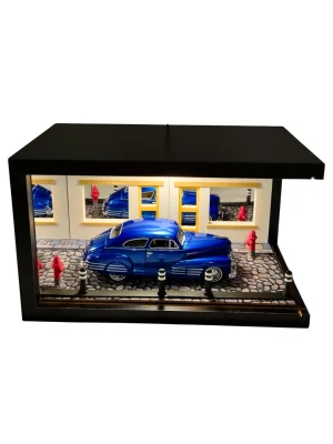 Sapphire Street Işıklı Ahşap Diorama Vitrin | 1:24 1948 Chevy Aerosedan Fleetline