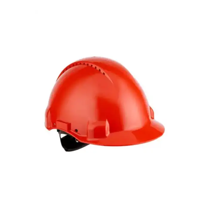 3M G3000NUV-RD Madenci Bareti, Uvicator, Mandallı, Havalandırmalı, Plastik Ter Bantlı, Kırmızı Renk