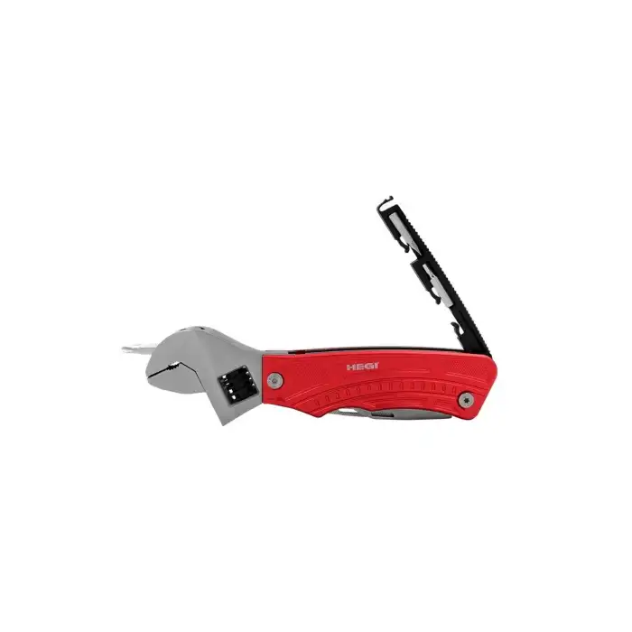 Hegi 12 Fonksiyonlu Paslanmaz Çelik Kurbağacık Ingiliz Anahtarı - Kırmızı