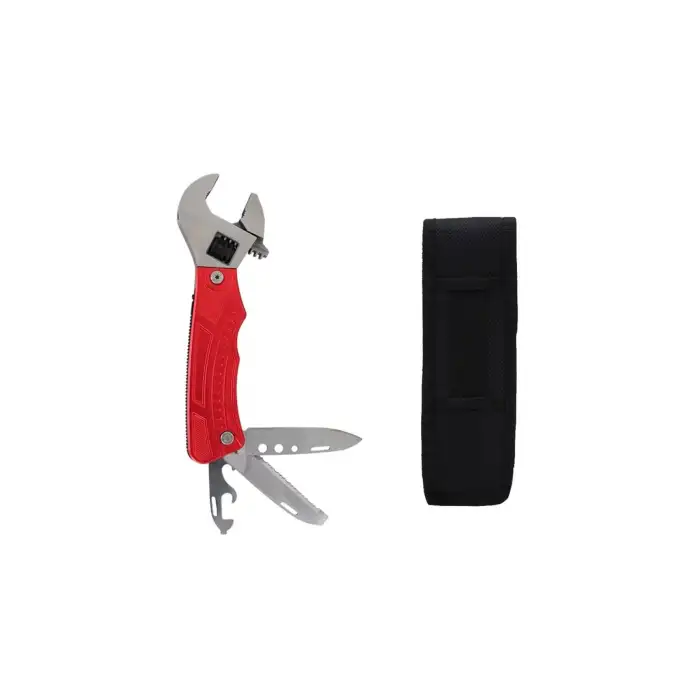 Hegi 12 Fonksiyonlu Paslanmaz Çelik Kurbağacık Ingiliz Anahtarı - Kırmızı