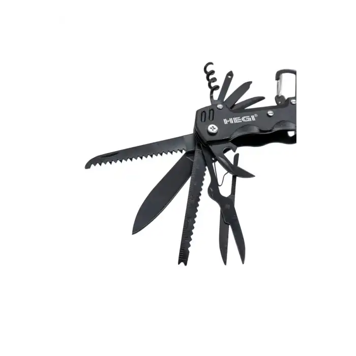 Hegi 12 Fonksiyonlu Paslanmaz Isviçre Çakısı - Aısı316 - Siyah