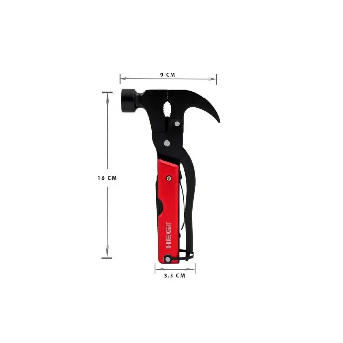 Hegi 818100011 Çok Fonksiyonlu Paslanmaz Çekiç/keser - Kırmızı