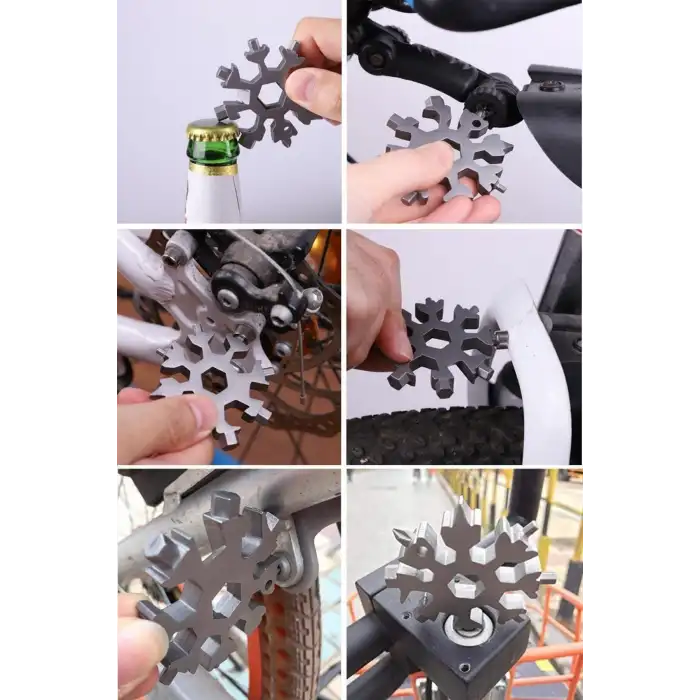 Standart Çok Amaçlı Alyan Tornavida Takımı Çelik Taşınabilir Kar Tanesi Anahtarlık Konserve Şişe Açıcı