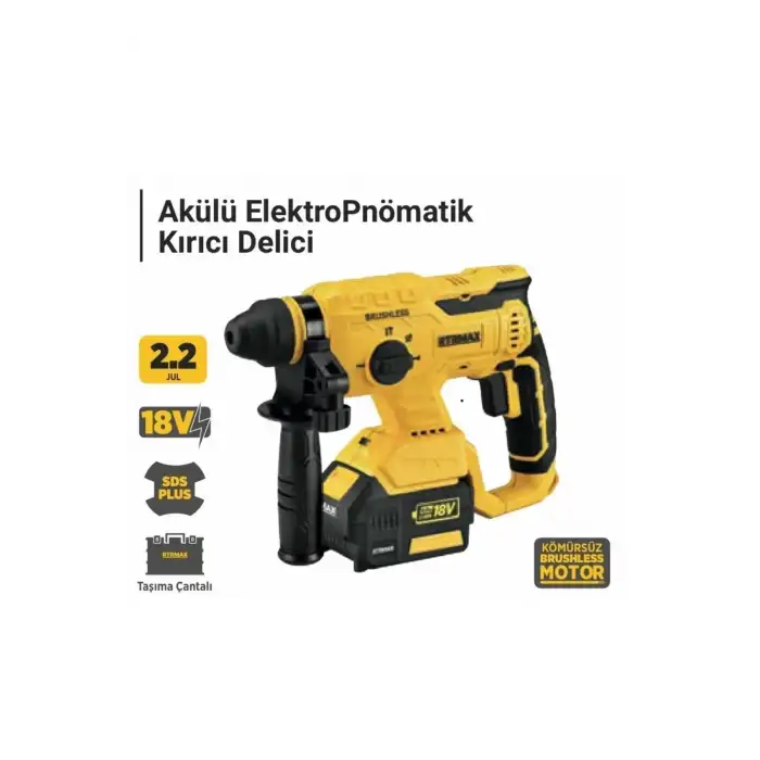 Rtrmax Akülü Elektropnömatik Kırıcı Delici 22MM 2x4 Ah AKÜ Rtx2095