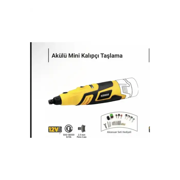 Rtrmax Akülü Mini Kalıpçı Taşlama Rtx1234b Aküsüz