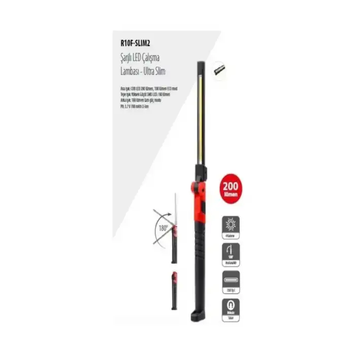 CETA FORM Lİ-LOn Lumax Şarjlı Led Çalışma Lambası 200 Lümen R10F Slim 2