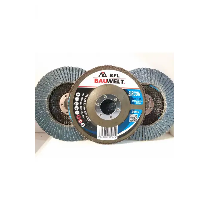 BAUWELT ÇAP115 Z080 FLAP DİSK ZIMPARA İNOX 5Lİ PAKET