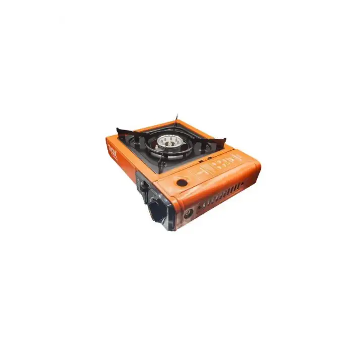 Rox Camping 0189 Tekli Portatif Kamp Ocak - Turuncu, Rüzgarlıklı, Ekstra Gaz Girişli