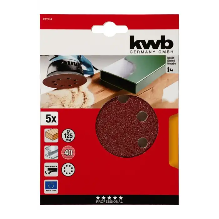 Kwb Daire Zımpara 125 Mm 40 Kum 5 Adet 49491904