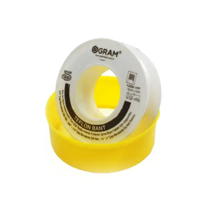 GRAM Teflon Bant Sızdırmazlık Bandı 12 Mm X 10 Mt 10 Adet - Yerli Üretim